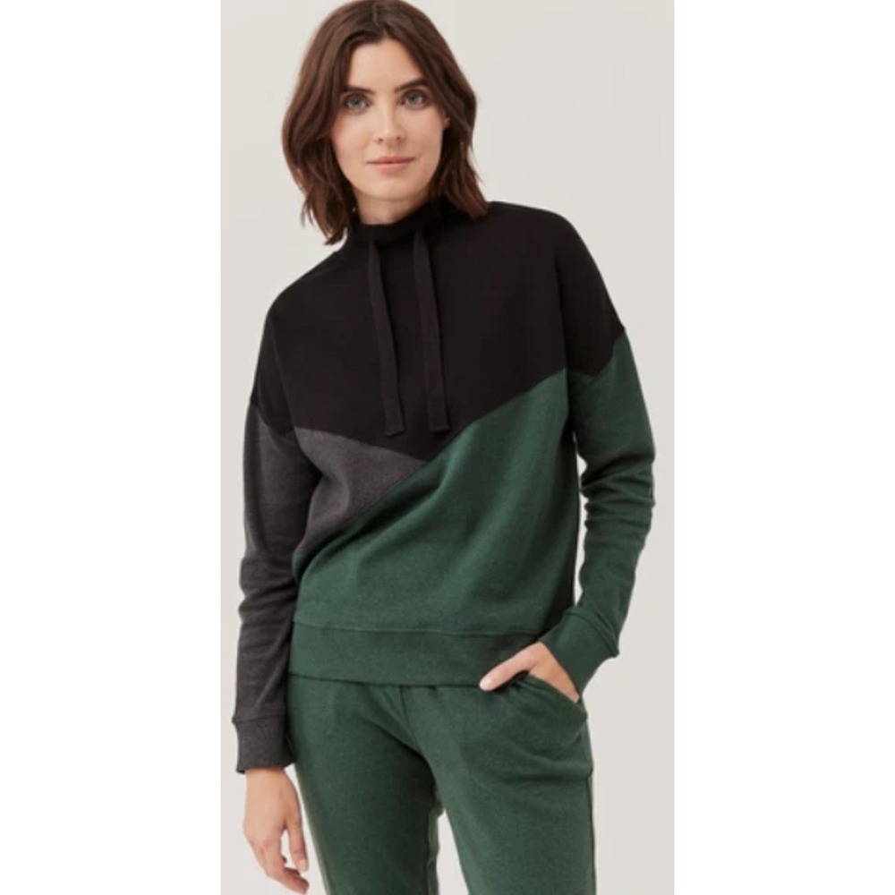 Pact Womens Charcoal Heather Airplane Poncho Sweatshirt Green Organic Cotton XL